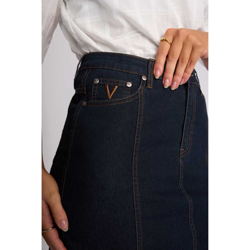 Vassalli Contrast Stitch Denim Skirt image number 2